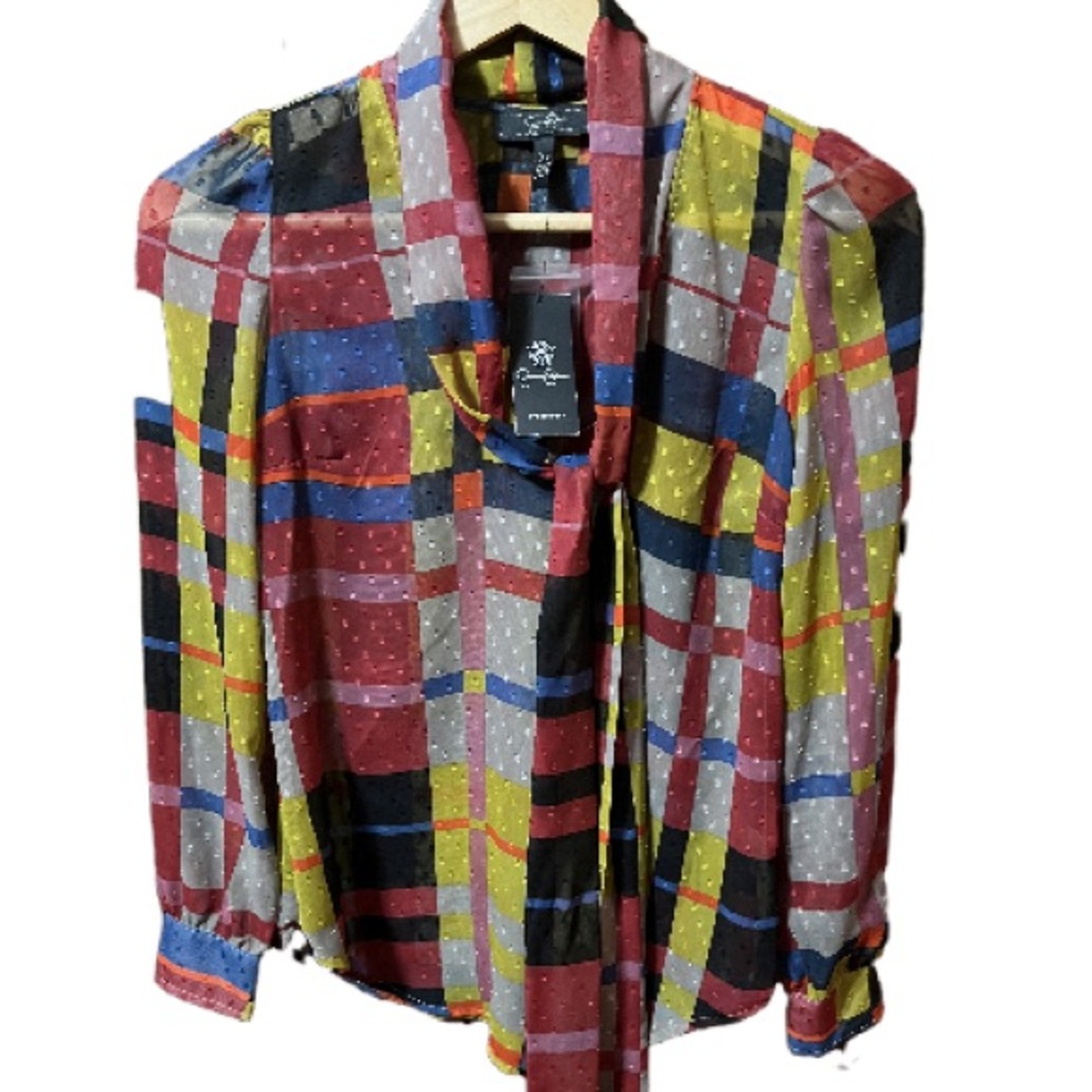 NWT Jessica Simpson Brandi multicolor long sleeve dress shirt size XS
